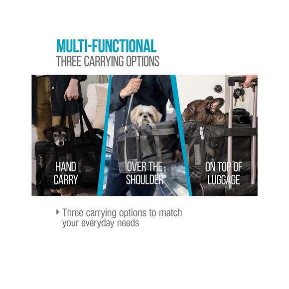 Sherpa Original Deluxe Travel Pet Carrier, Airline Approved Black Lattice, Large - Picture 5 of 9